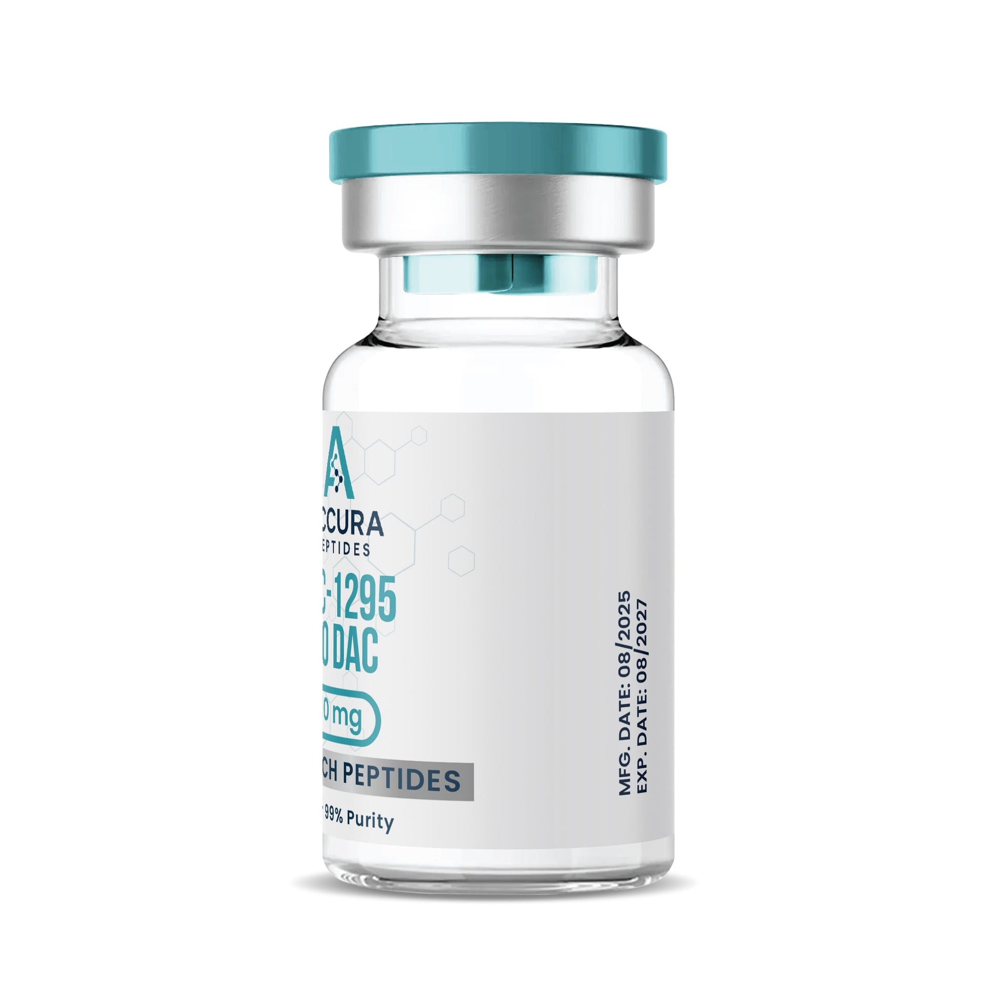 Vial with a blue cap on a white background