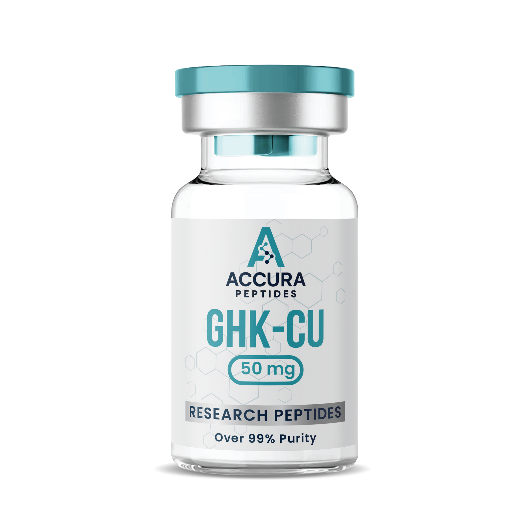 Accura Peptides GHK-CU research peptide vial on a white background