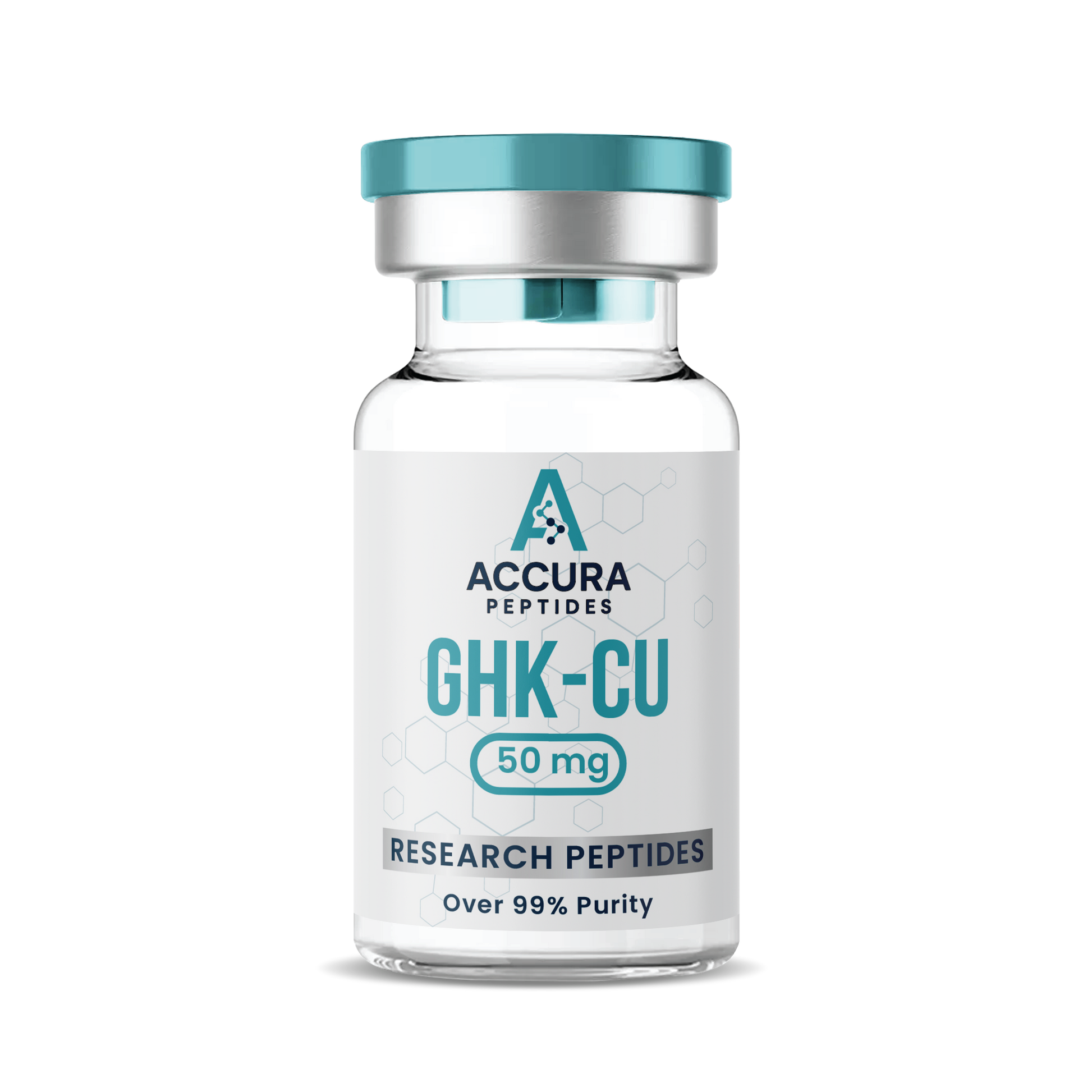 Accura Peptides GHK-CU research peptide vial on a white background