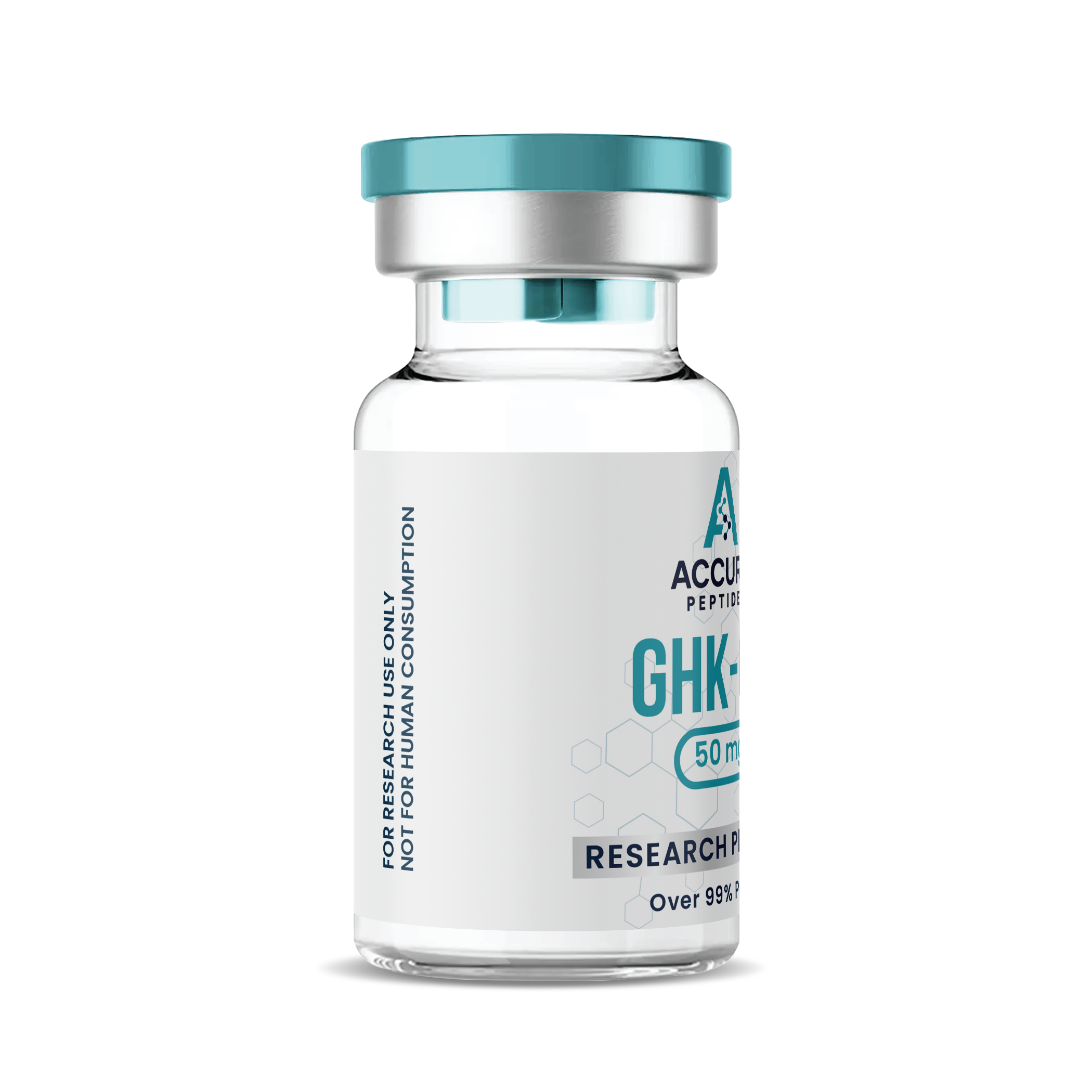 Vial labeled 'GHK-Cu' with Accupharm branding on a white background