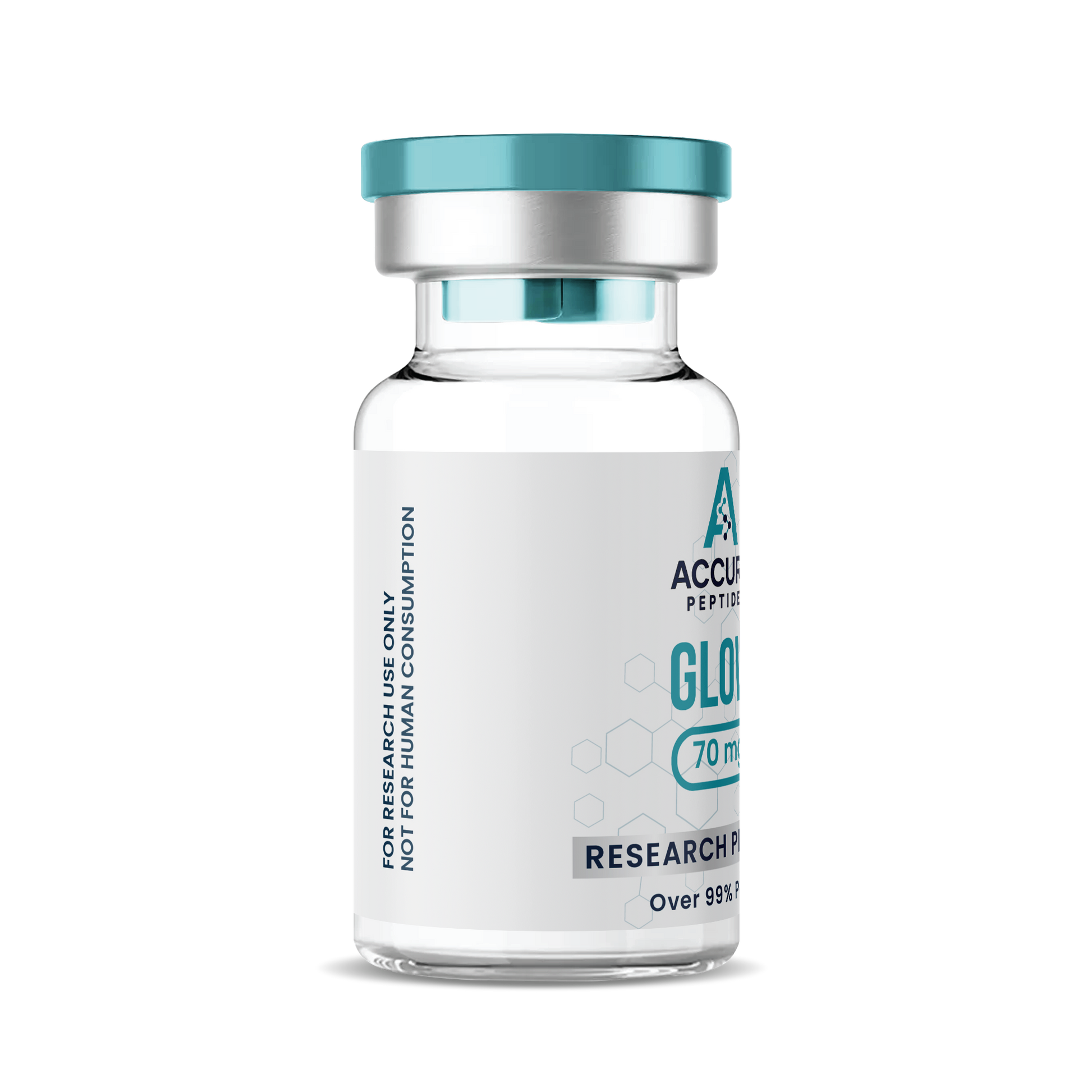 Vial labeled 'AccuPro Peptides' on a white background