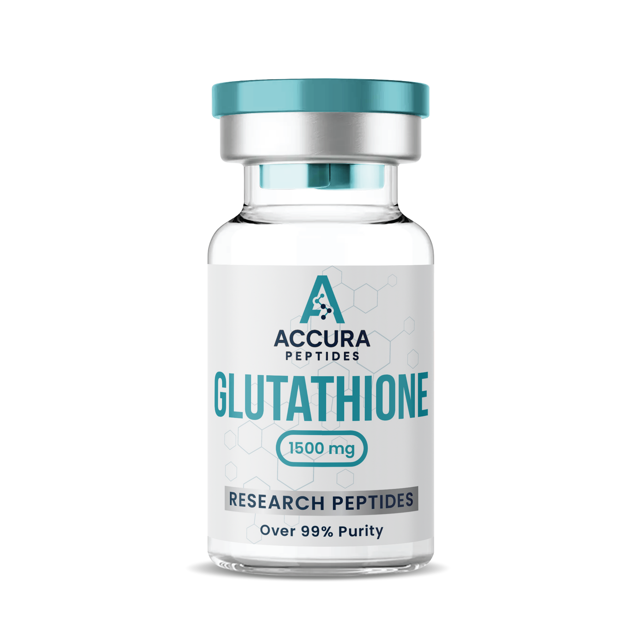 Accura Peptides Glutathione vial on a white background