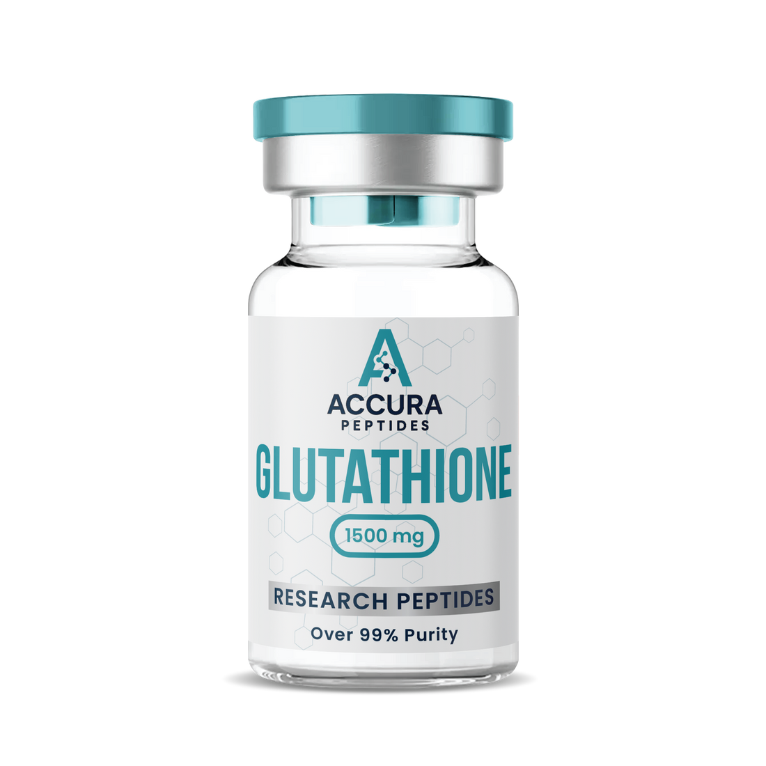 Accura Peptides Glutathione vial on a white background