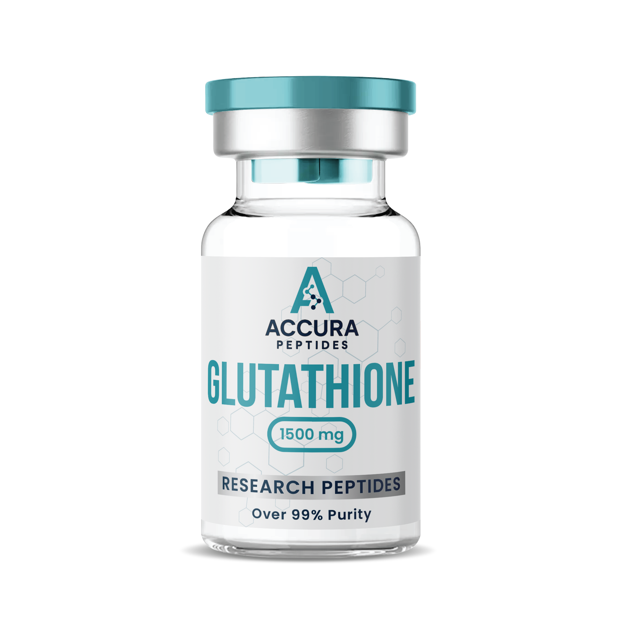 Accura Peptides Glutathione vial on a white background