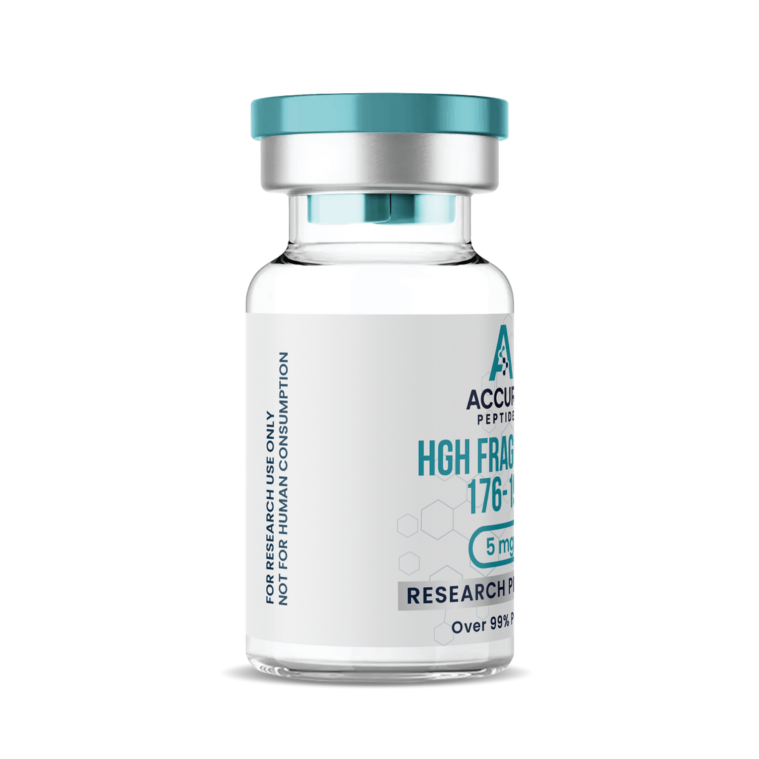 Accura Peptides vial with blue cap on a white background