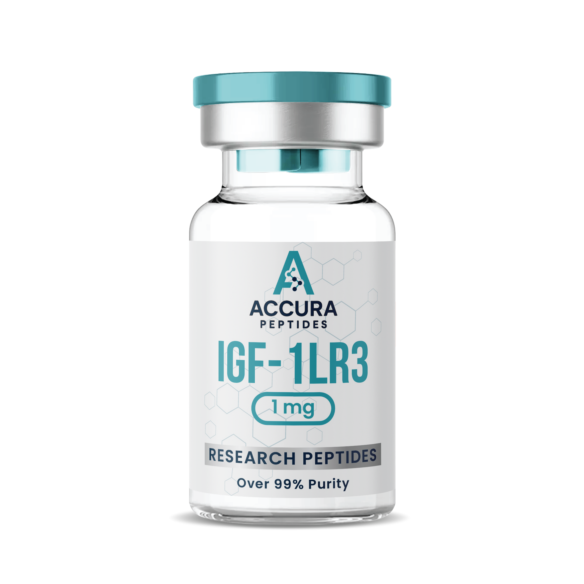 Accura Peptides IGF-1LR3 research peptide vial on a white background