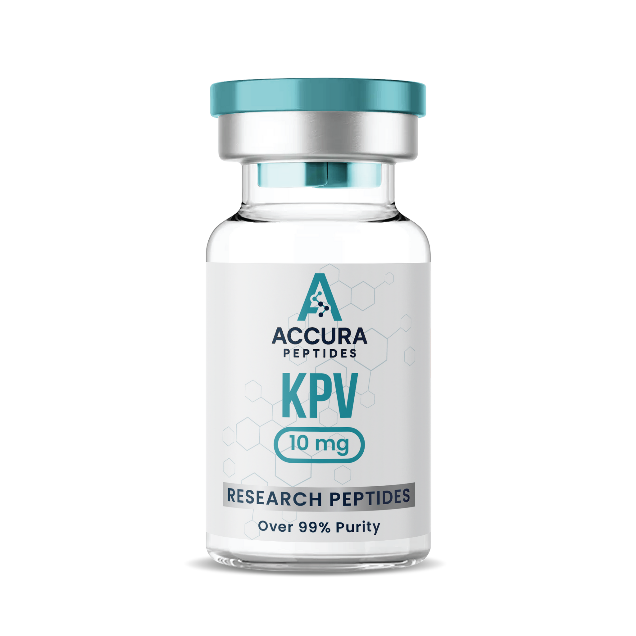Accura Peptides KPV research peptide vial on a white background