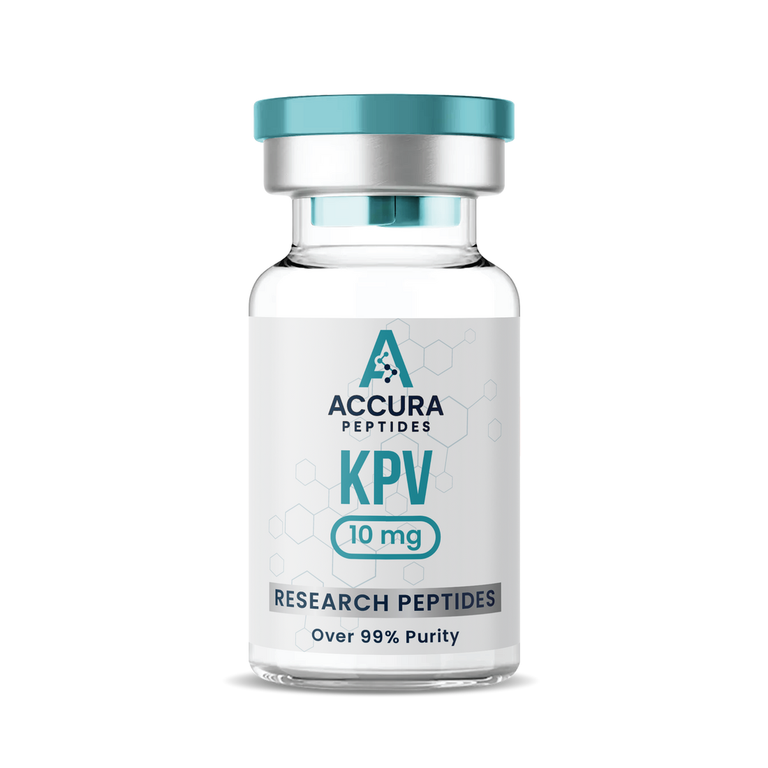 Accura Peptides KPV research peptide vial on a white background