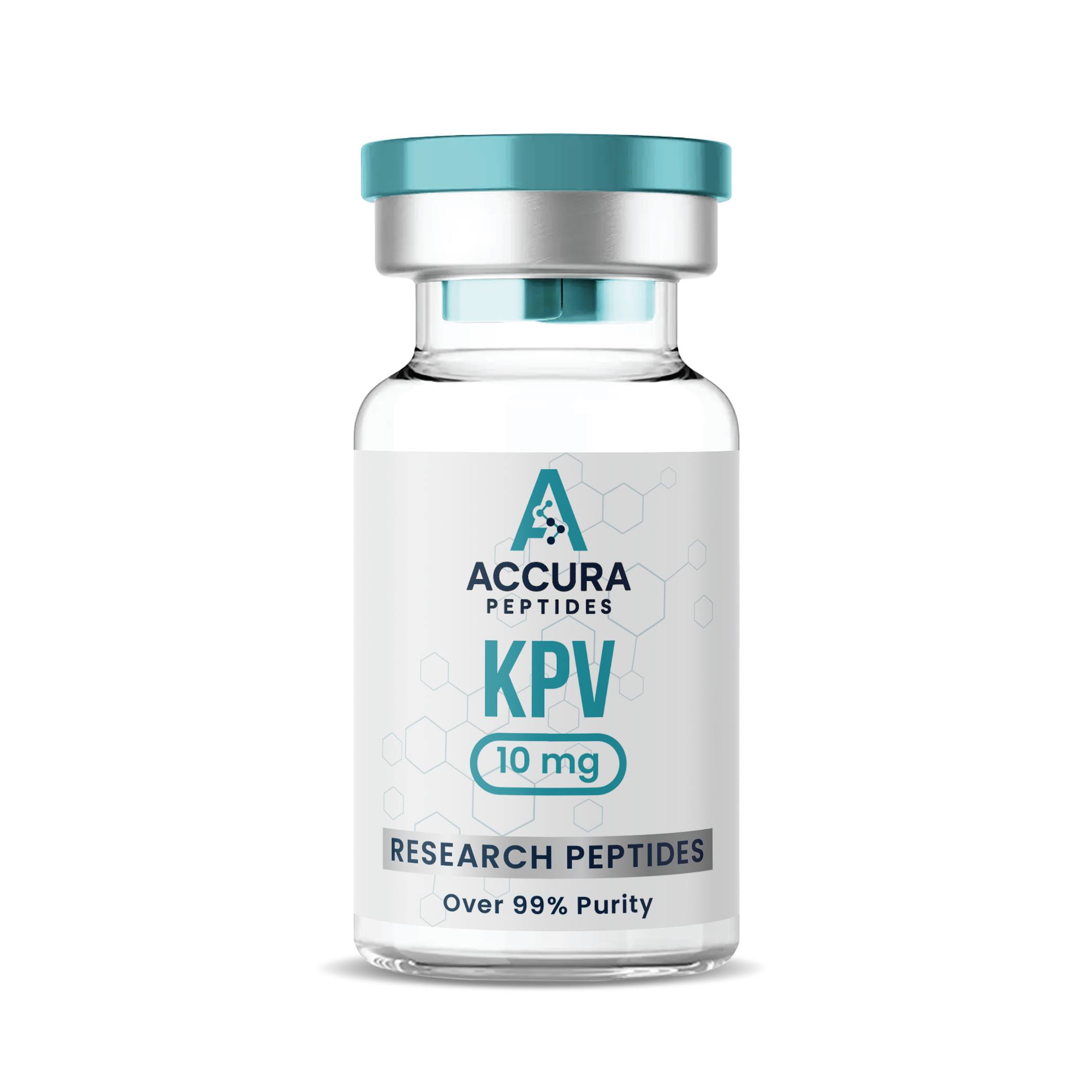 Accura Peptides KPV research peptide vial on a white background