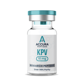 Accura Peptides KPV research peptide vial on a white background