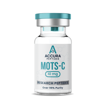 Accura Peptides MOTS-C research peptide vial on a white background