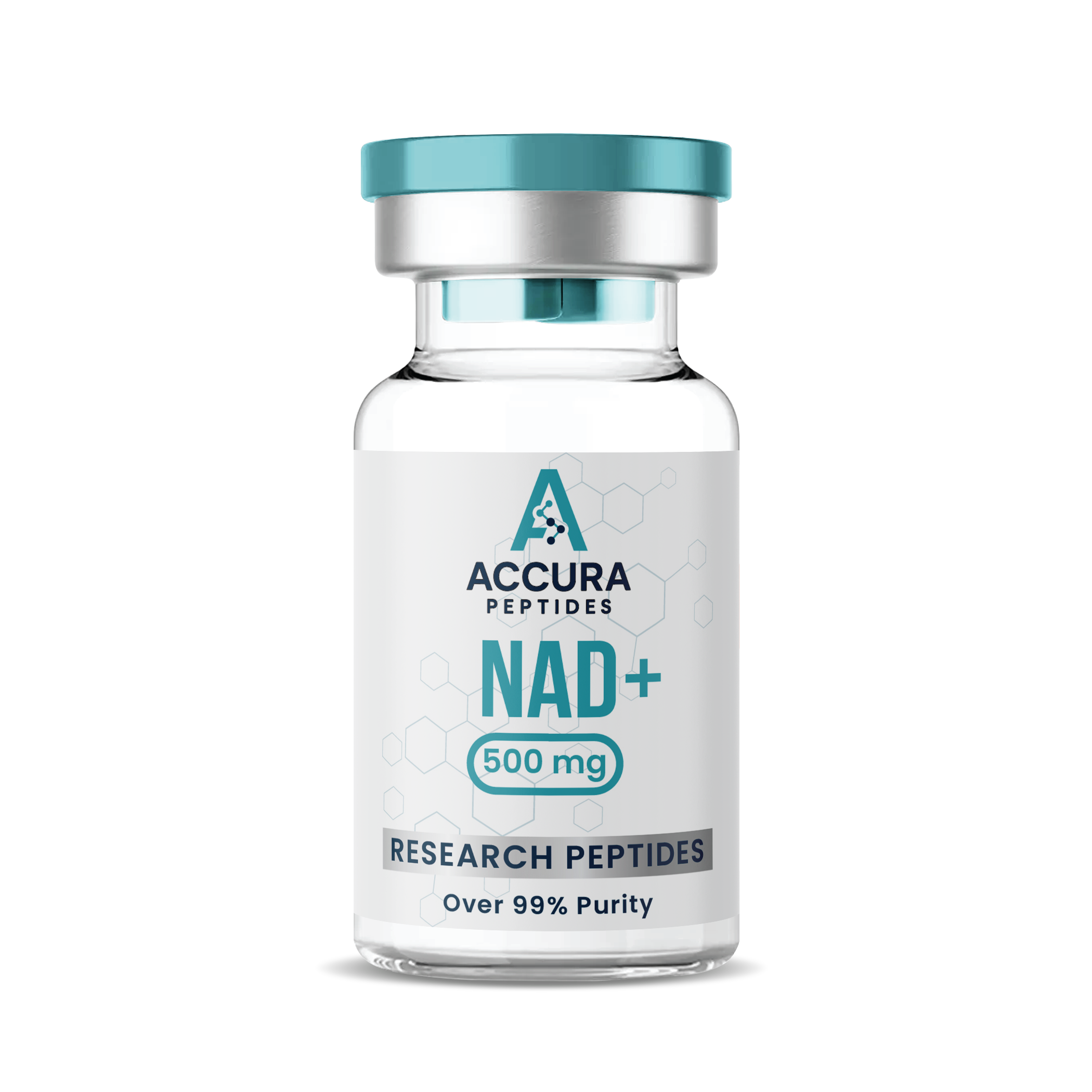 Accura Peptides NAD+ research peptides vial on a white background