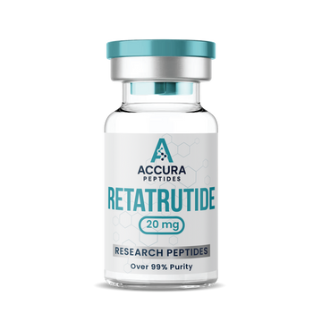 Accura Peptides Retatrutide vial on a white background