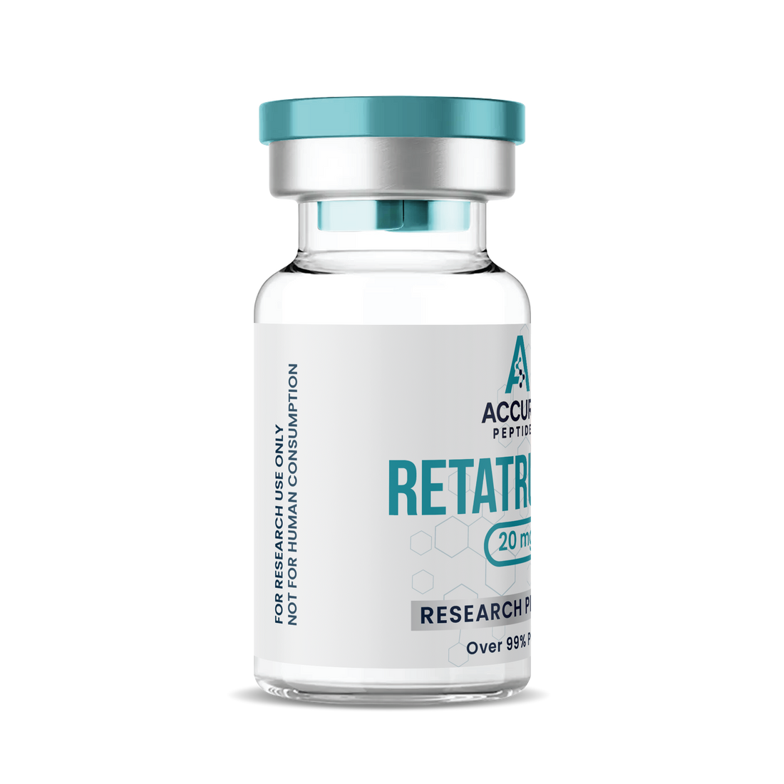 Accura Peptides Retatrutide vial on a white background
